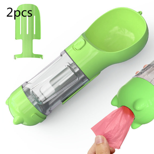 Pet Water Bottle Feeder Bowl Garbage Bag Storage Portable Pet Outdoor Travel 3 In 1