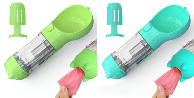 Pet Water Bottle Feeder Bowl Garbage Bag Storage Portable Pet Outdoor Travel 3 In 1