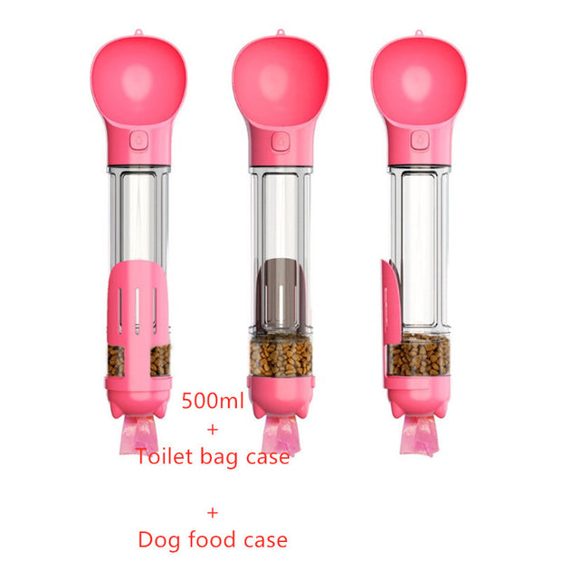 Pet Water Bottle Feeder Bowl Garbage Bag Storage Portable Pet Outdoor Travel 3 In 1
