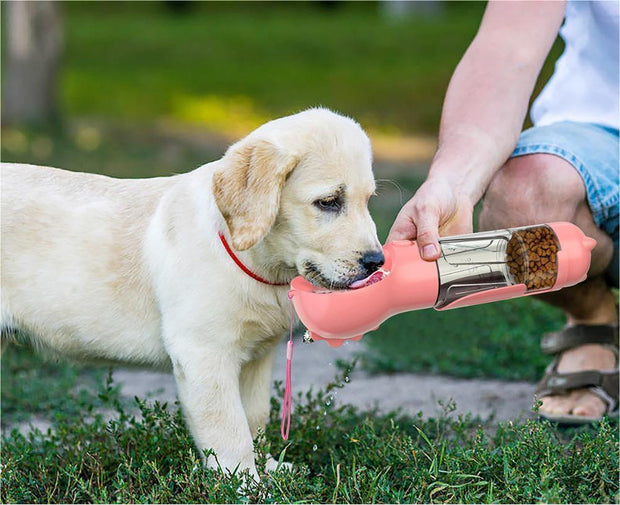Pet Water Bottle Feeder Bowl Garbage Bag Storage Portable Pet Outdoor Travel 3 In 1