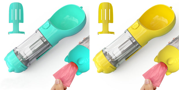 Pet Water Bottle Feeder Bowl Garbage Bag Storage Portable Pet Outdoor Travel 3 In 1