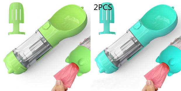 Pet Water Bottle Feeder Bowl Garbage Bag Storage Portable Pet Outdoor Travel 3 In 1