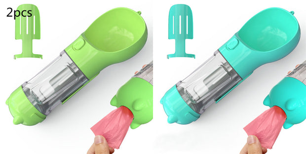 Pet Water Bottle Feeder Bowl Garbage Bag Storage Portable Pet Outdoor Travel 3 In 1
