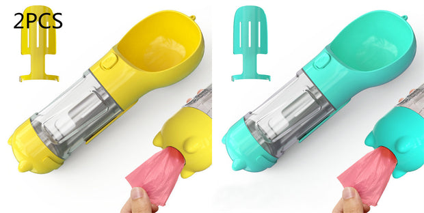 Pet Water Bottle Feeder Bowl Garbage Bag Storage Portable Pet Outdoor Travel 3 In 1