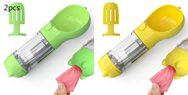 Pet Water Bottle Feeder Bowl Garbage Bag Storage Portable Pet Outdoor Travel 3 In 1