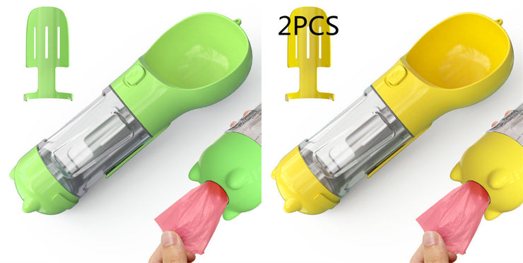 Pet Water Bottle Feeder Bowl Garbage Bag Storage Portable Pet Outdoor Travel 3 In 1