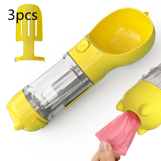 Pet Water Bottle Feeder Bowl Garbage Bag Storage Portable Pet Outdoor Travel 3 In 1