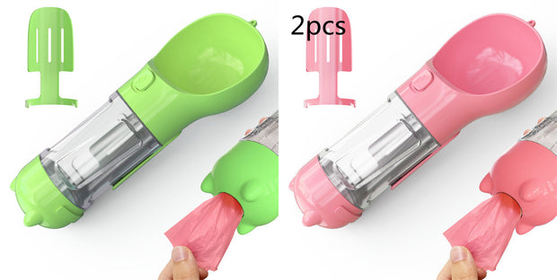 Pet Water Bottle Feeder Bowl Garbage Bag Storage Portable Pet Outdoor Travel 3 In 1