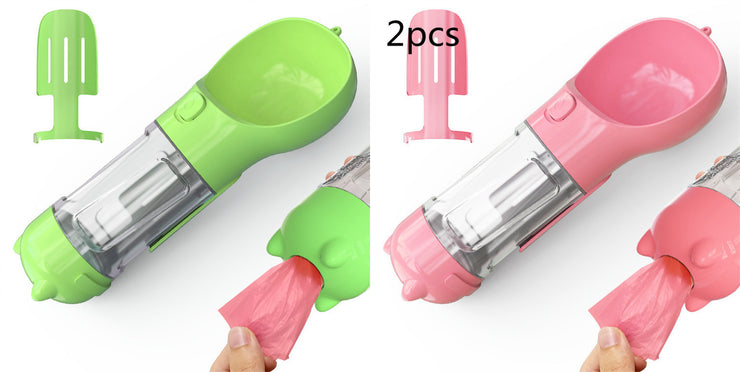 Pet Water Bottle Feeder Bowl Garbage Bag Storage Portable Pet Outdoor Travel 3 In 1